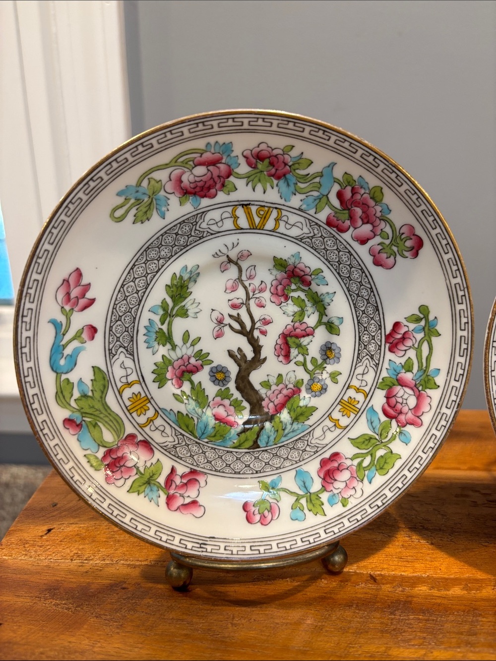 Aynsley China from England, Indian Tree pattern & Greek key saucers - Picture 4 of 14